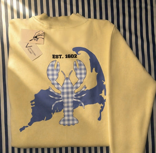 Cape Cod Yellow and Blue Gingham Mockneck